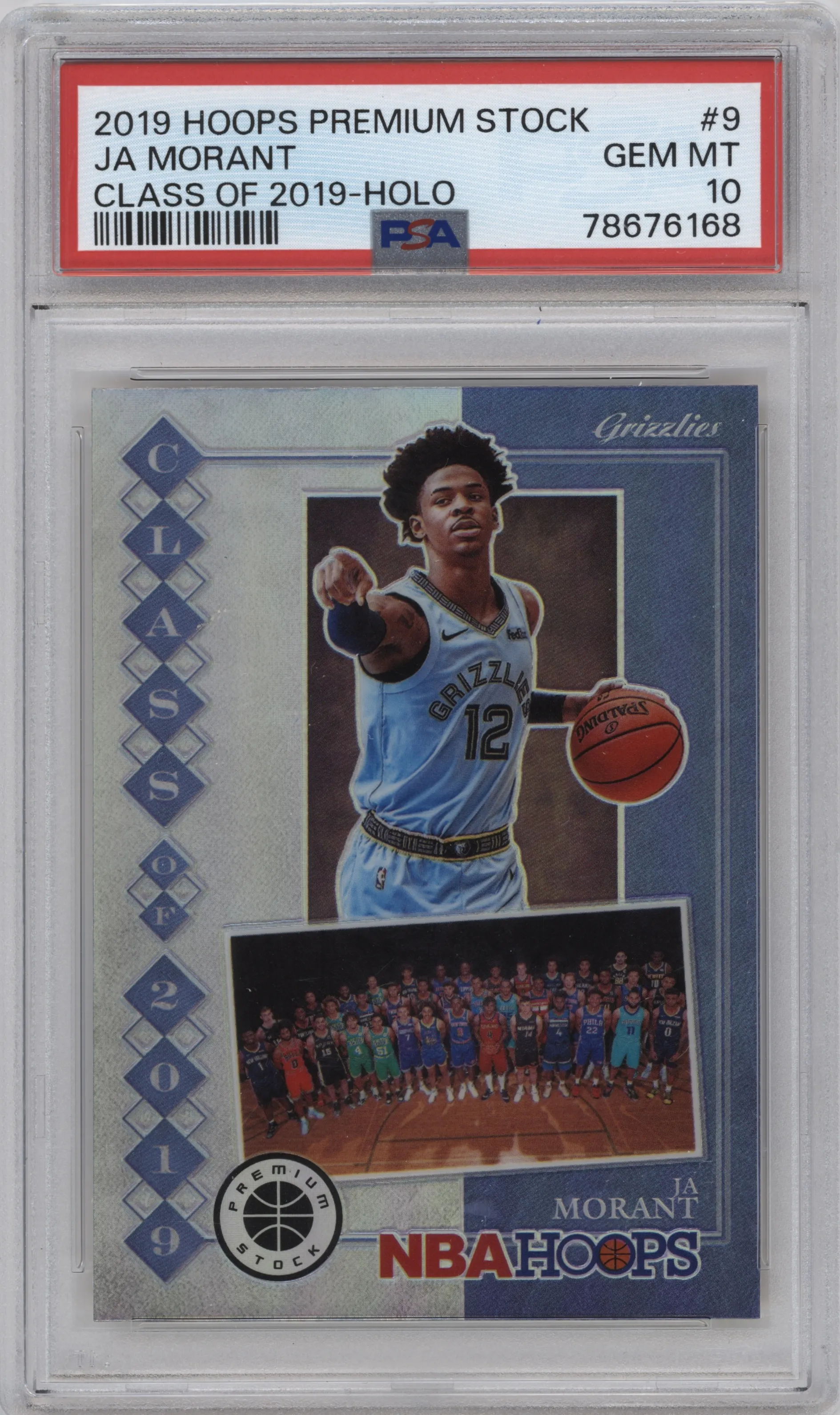 2019 Panini Hoops Premium Stock Class of 2019 Ja Morant Holo PSA 10