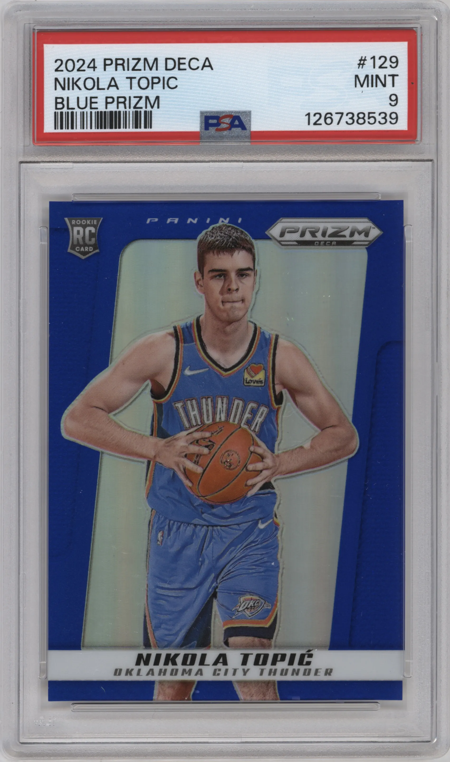 2024 Panini Prizm Deca Nikola Topic Blue Prizm PSA 9