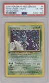 Heracross from the 2000 Pokemon Neo Genesis set graded by PSA and given an overall grade of 6.