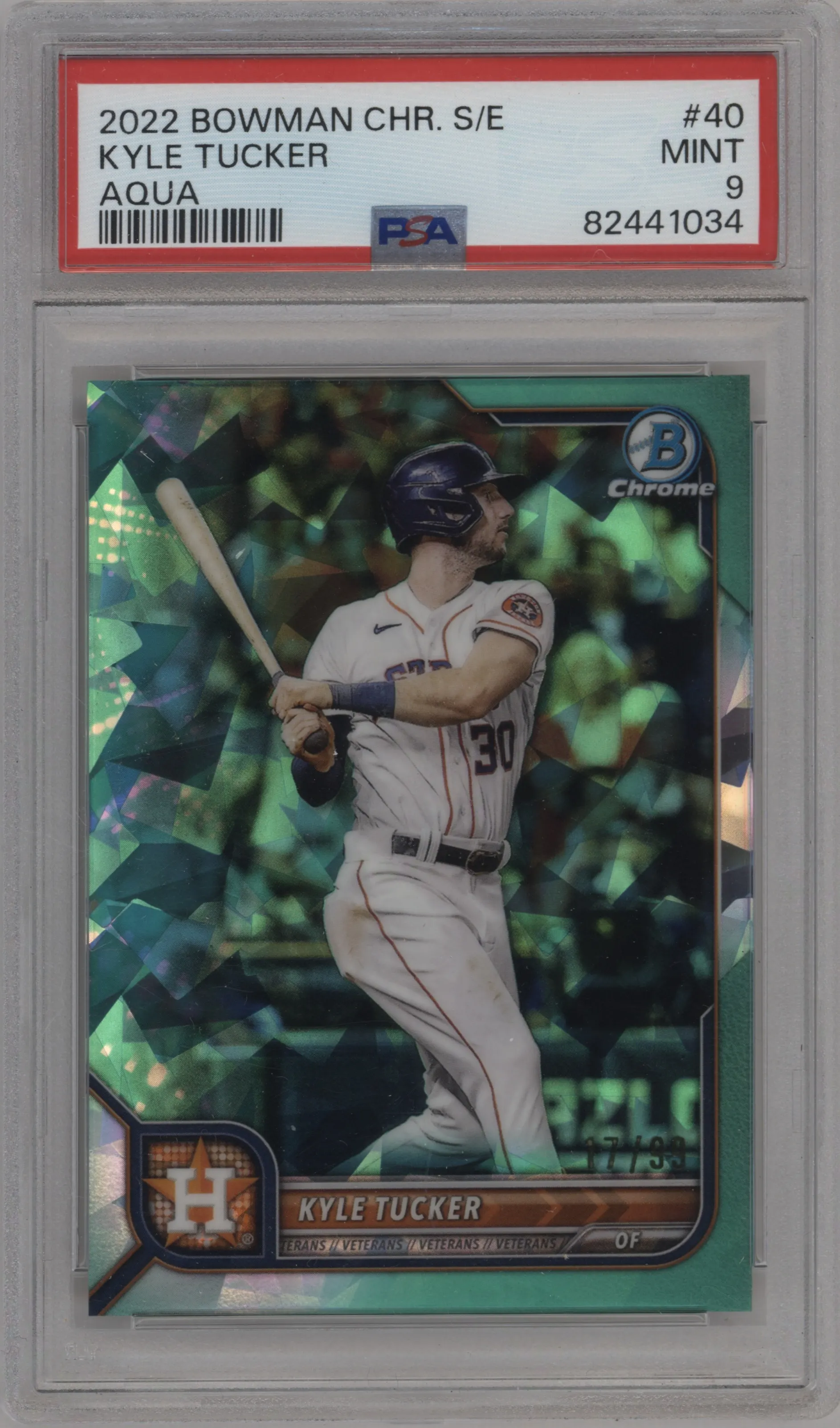 2022 Bowman Chrome Sapphire Edition Kyle Tucker Aqua PSA 9