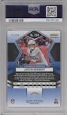 Justin Herbert from the 2022 Panini Mosaic set featuring a Choice Fusion Red & Yellow parallel graded by PSA and given an overall grade of 10.