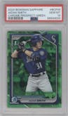 Aidan Smith from the 2024 Bowman Sapphire Edition set featuring a Green parallel graded by PSA and given an overall grade of 10.