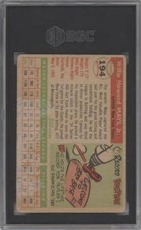 Willie Mays from the 1955 Topps set graded by SGC and given an overall grade of 1.