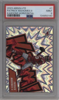 Patrick Mahomes II from the 2023 Panini Absolute set graded by PSA and given an overall grade of 9.