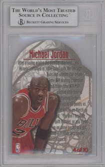 Michael Jordan from the 1995-96 Fleer Metal set graded by Beckett and given an overall grade of 9.