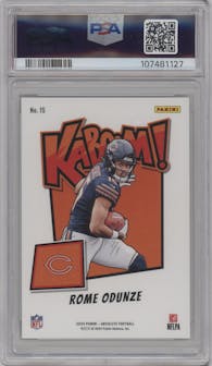 Rome Odunze from the 2024 Panini Absolute set graded by PSA and given an overall grade of 10.