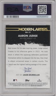 Aaron Judge from the 2022 Topps Gallery set featuring a Blue parallel graded by PSA and given an overall grade of 9.