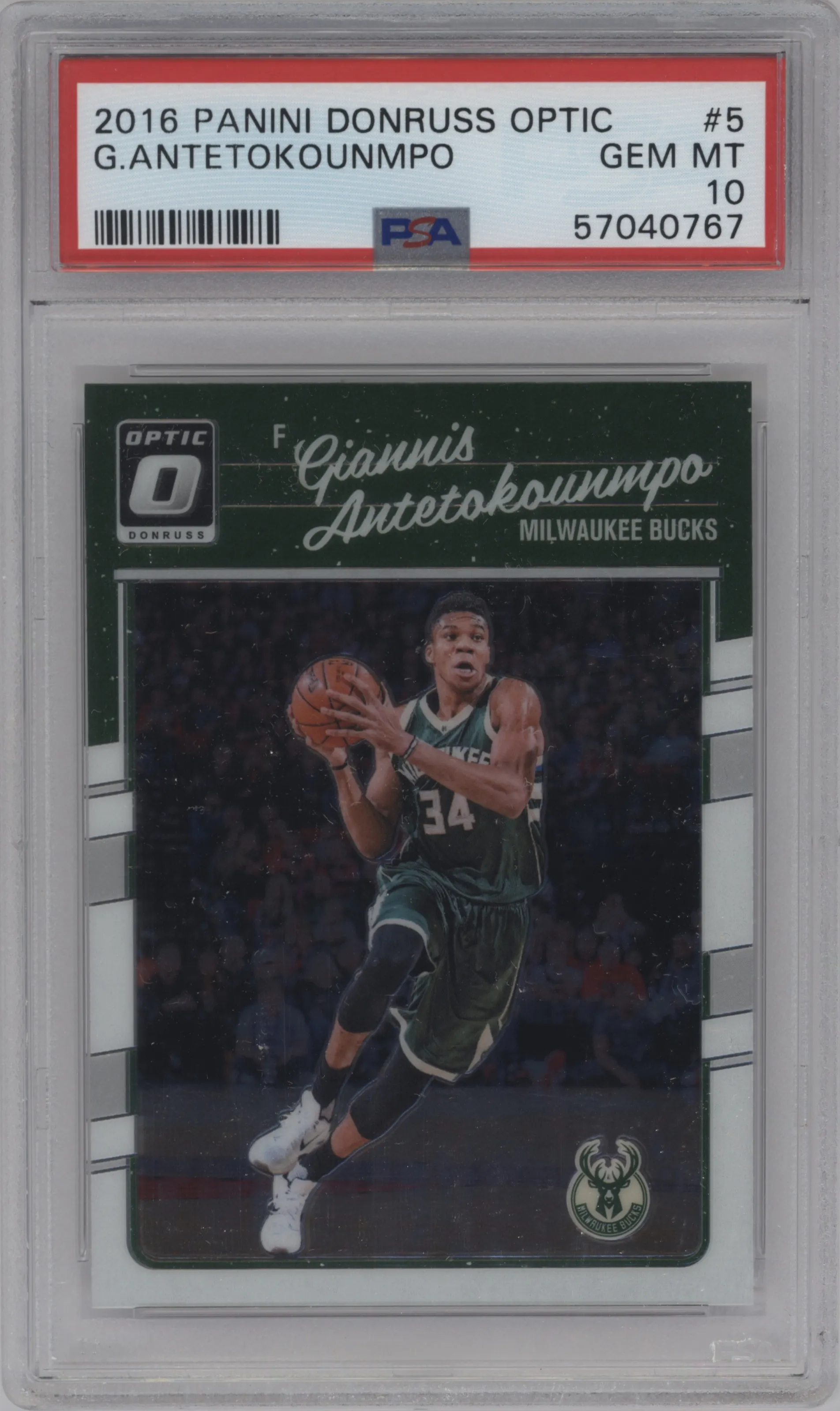 2016 Panini Donruss Optic Giannis Antetokounmpo #5 PSA 10