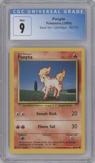 Ponyta from the 1999 Pokemon set graded by CSG and given an overall grade of 9.