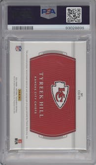 Tyreek Hill from the 2022 Panini National Treasures set graded by PSA and given an overall grade of 10.