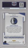 Luka Doncic  from the 2023-24 Panini Donruss Elite set featuring a Status parallel graded by PSA and given an overall grade of 8.