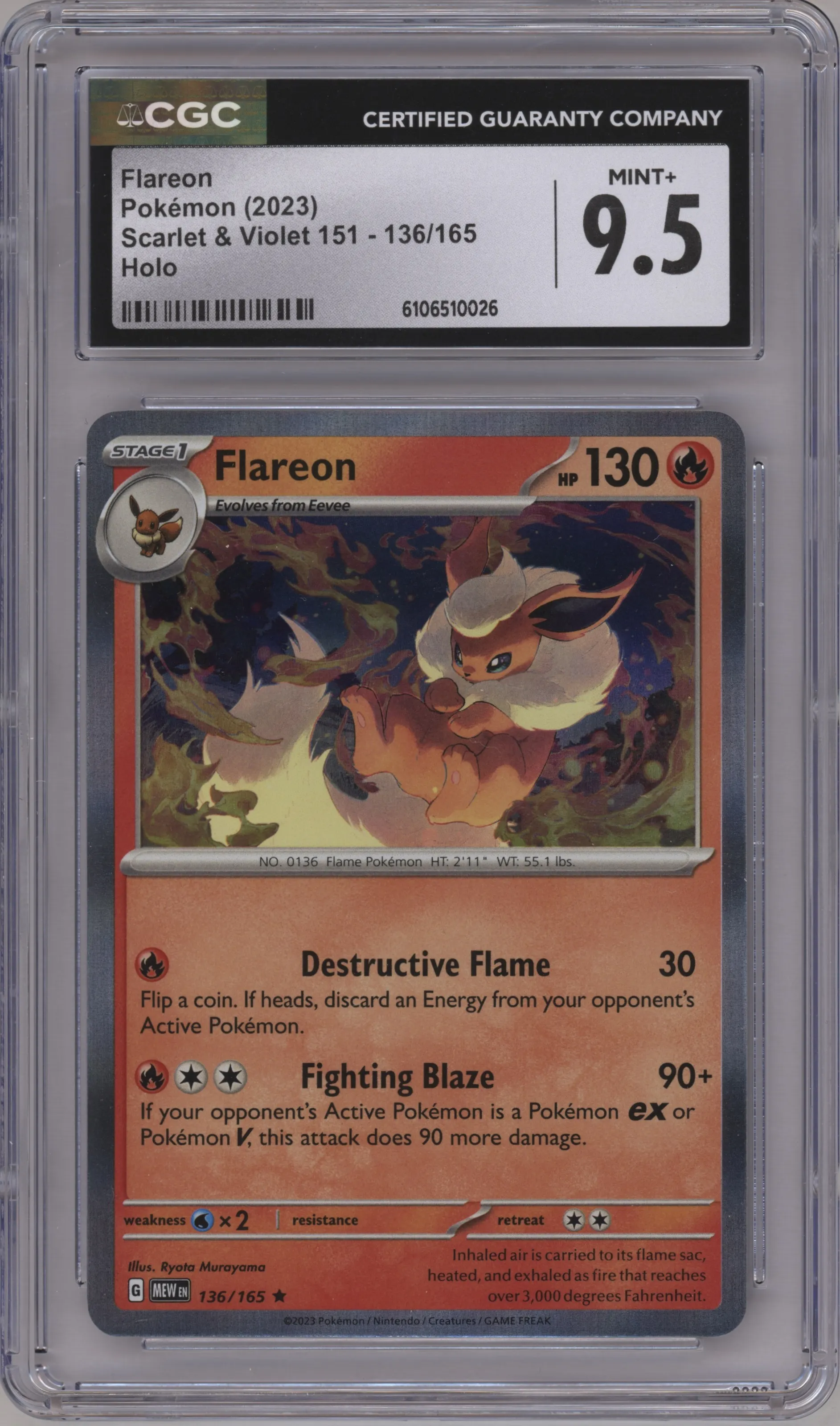 2023 Pokemon SV Flareon #136 CGC 9.5