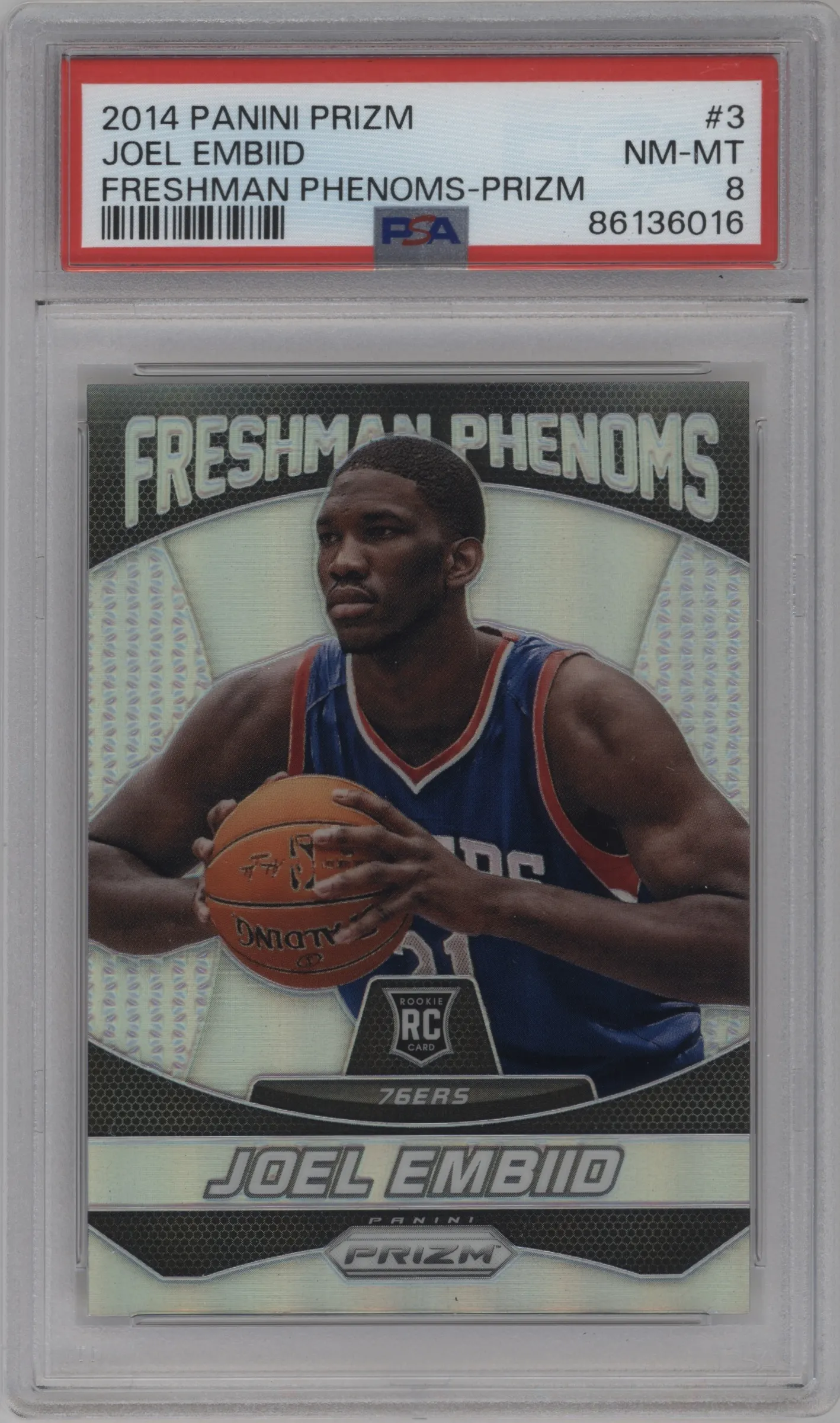 2014 Panini Prizm Fresh.Phenoms Joel Embiid #3 PSA 8