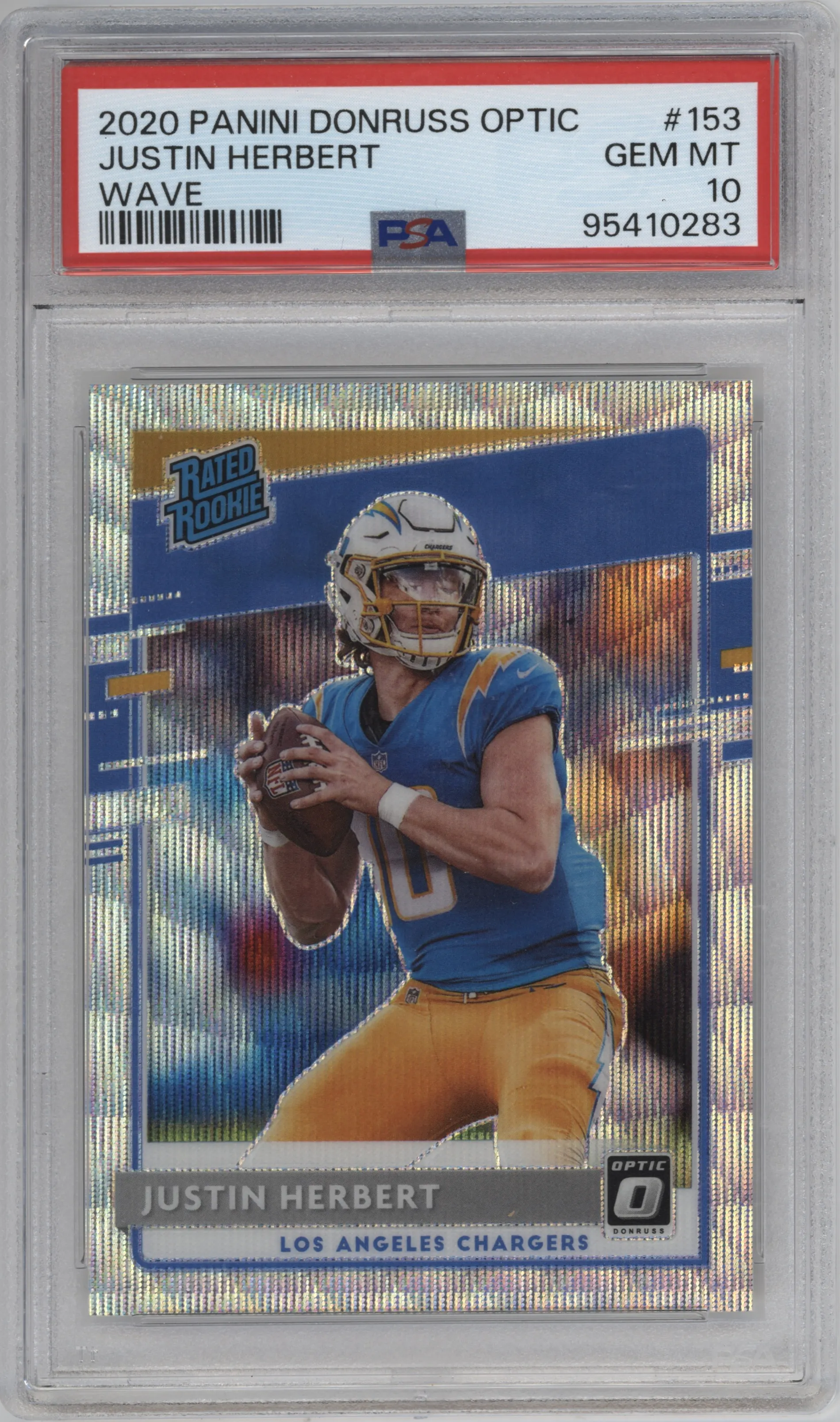 2020 Panini Donruss Optic Rated Rookie Justin Herbert Wave #153 PSA 10