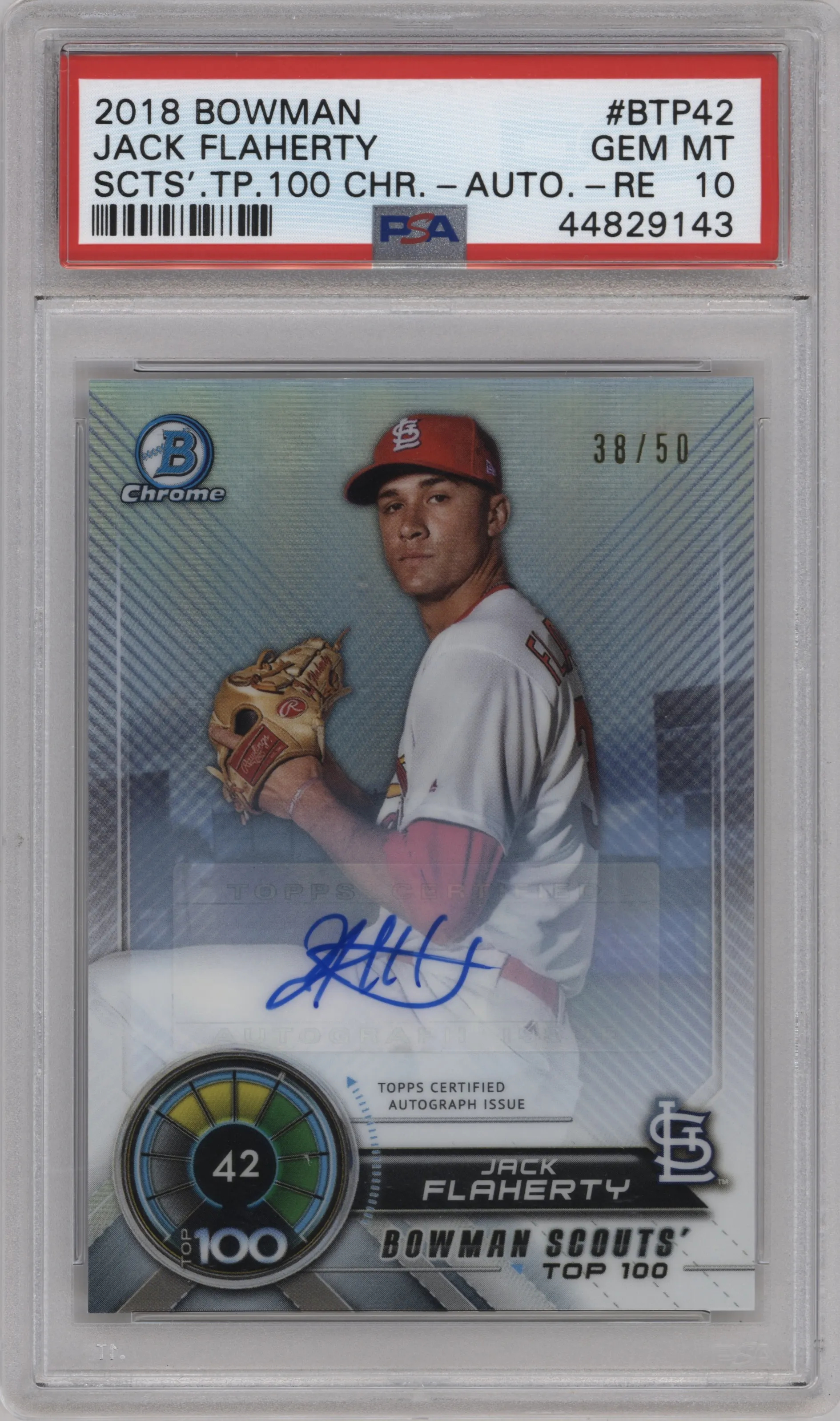 2018 Bowman Scouts' Top 100 Jack Flaherty PSA 10