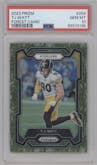 T.J. Watt from the 2023 Panini Prizm set featuring a Forest Camo parallel graded by PSA and given an overall grade of 10.
