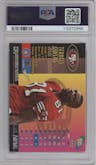 Terell Owens from the 1998 Fleer Metal Universe set featuring a Precious Metal Gems parallel graded by PSA and given an overall grade of 8.