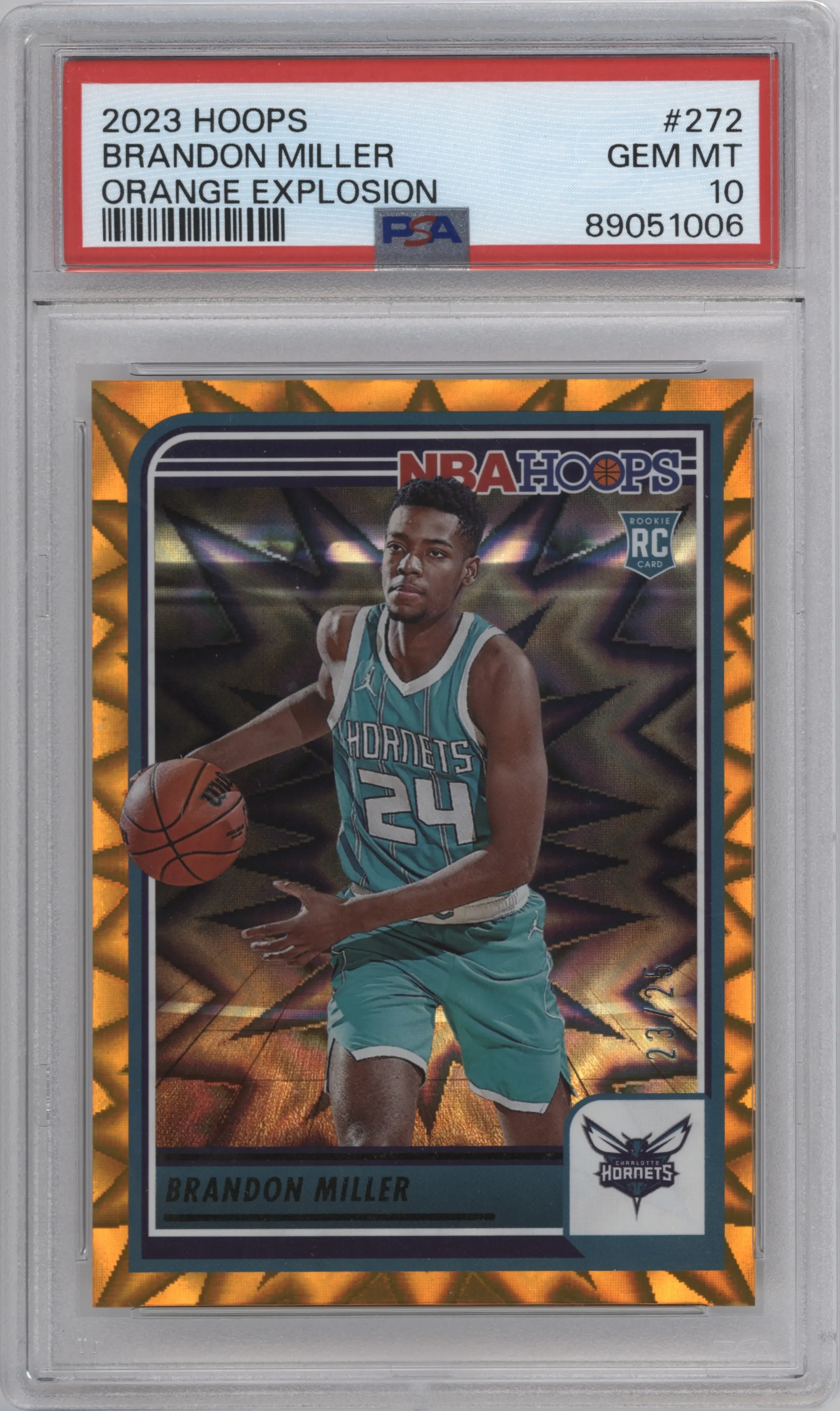 2023 Panini NBA Hoops Brandon Miller Orange Explosion PSA 10