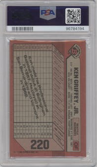 Ken Griffey Jr. from the 1989 Bowman set graded by PSA and given an overall grade of 8.