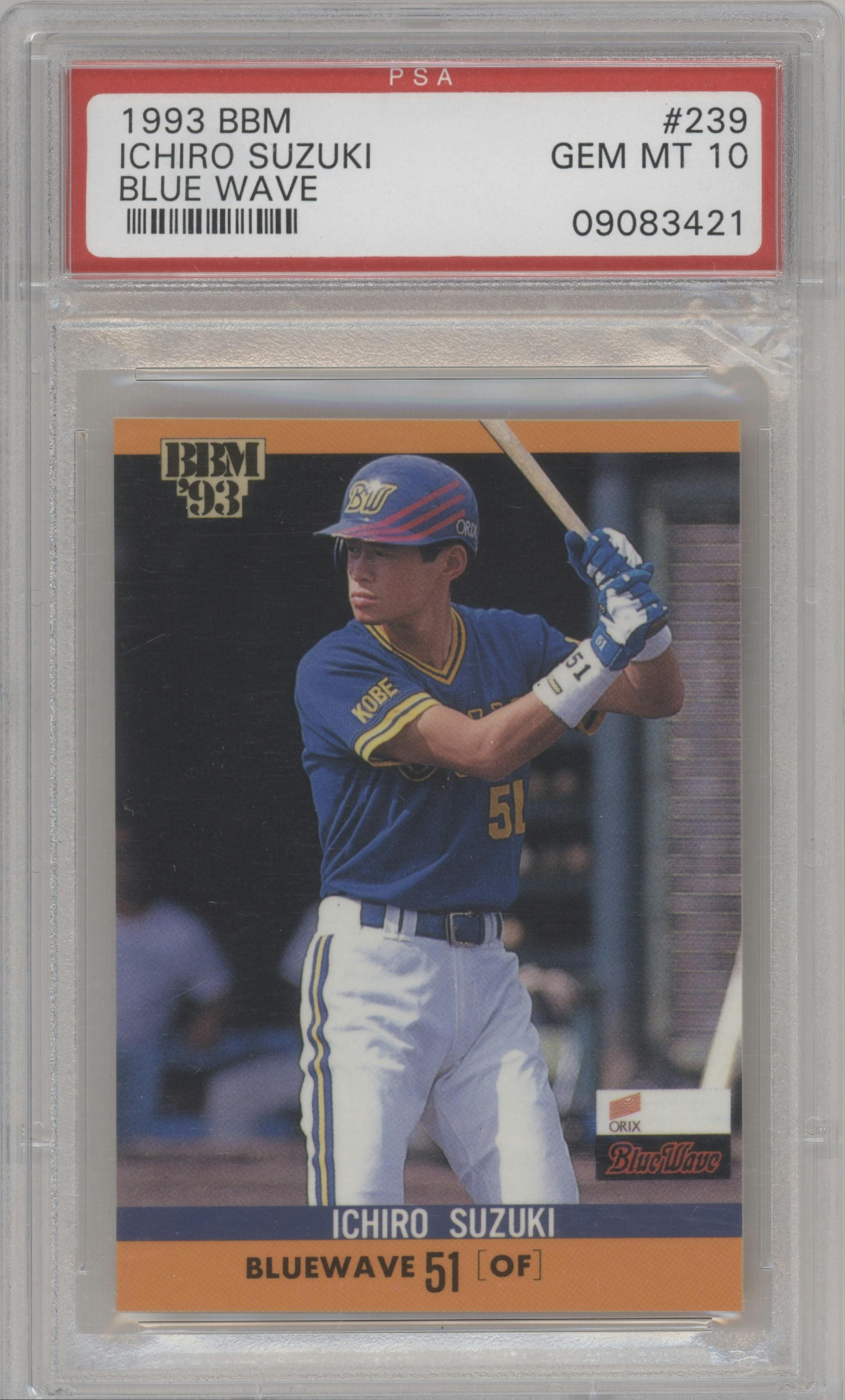 Ichiro Suzuki from the 1993 BBM set graded by PSA and given an overall grade of 10.