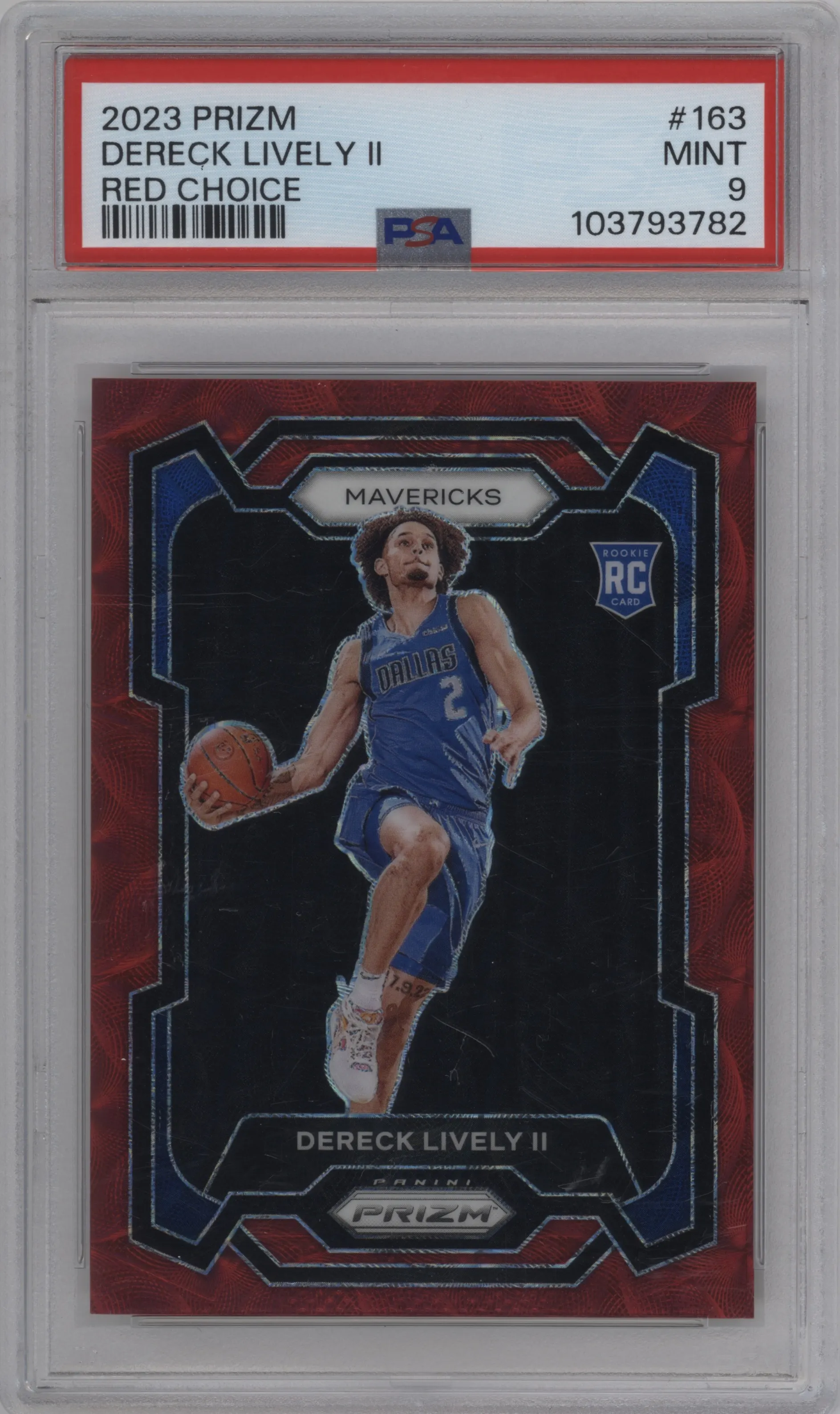 2023 Panini Prizm Dereck Lively II Choice Red PSA 9