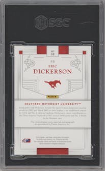 Eric Dickerson from the 2016 Panini National Treasures Collegiate set featuring a Gold parallel graded by SGC and given an overall grade of 9.