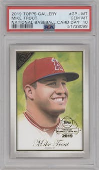 Mike Trout from the 2019 Bowman Platinum set graded by PSA and given an overall grade of 10.