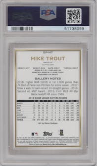 Mike Trout from the 2019 Bowman Platinum set graded by PSA and given an overall grade of 10.