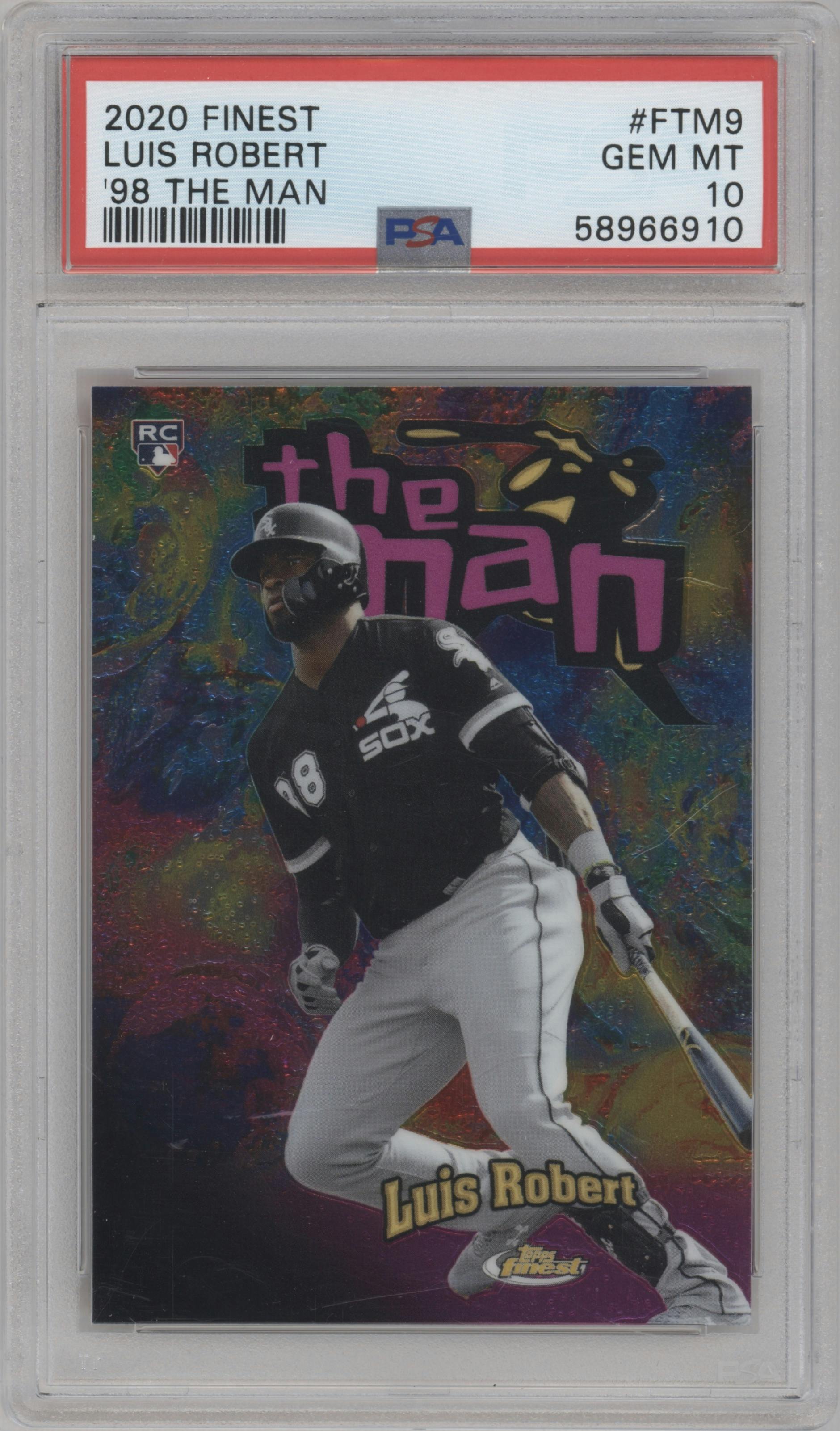 Luis Robert from the 2020 Topps Finest set graded by PSA and given an overall grade of 10.