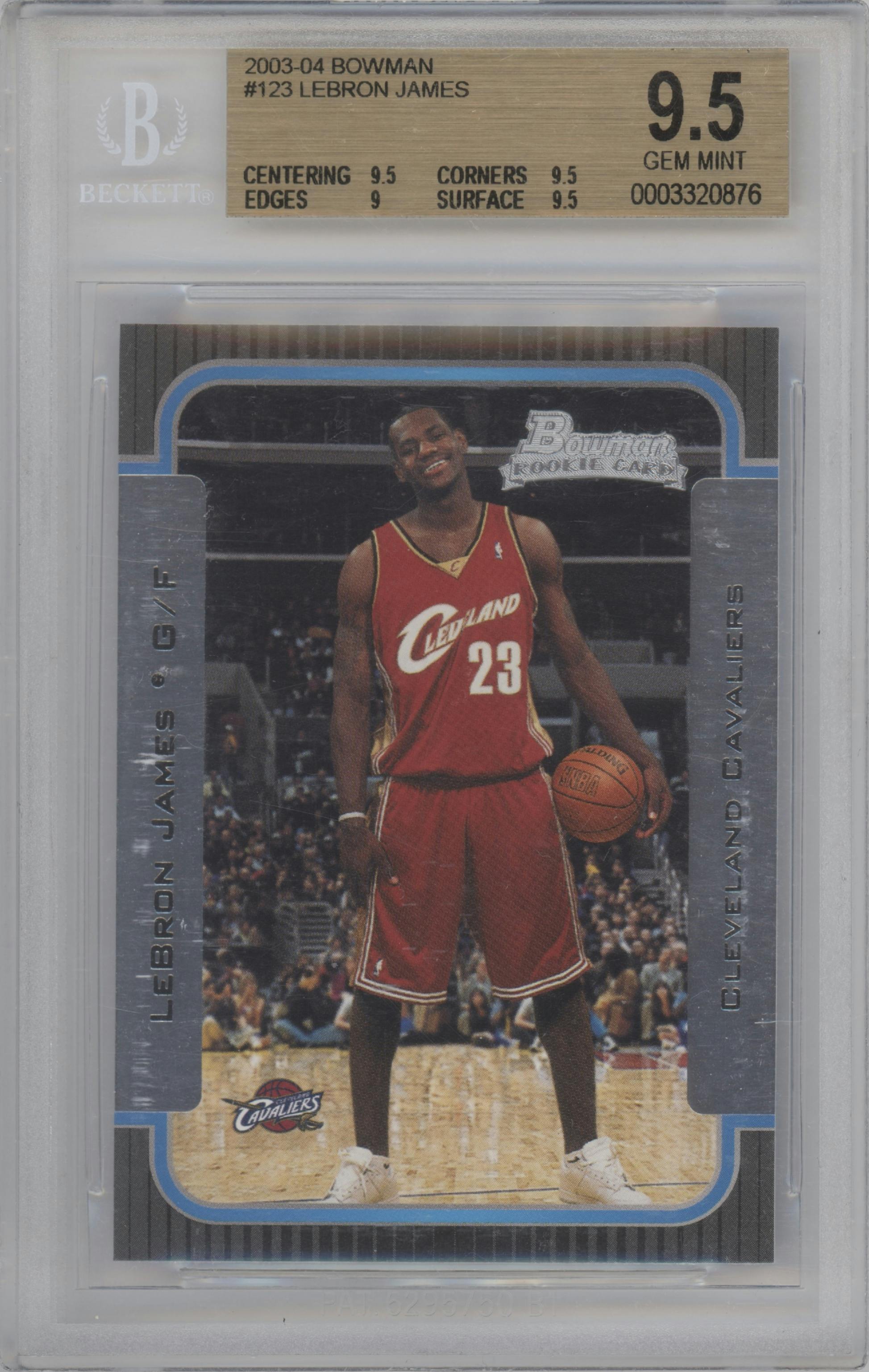 LeBron James  from the 2003-04 Bowman set graded by Beckett and given an overall grade of 9.5.