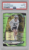Cooper DeJean from the 2024 Panini Prizm set featuring a Neon Green Pulsar  parallel graded by PSA and given an overall grade of 10.