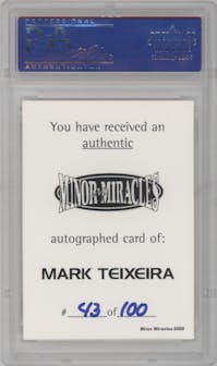 Mark Teixeira from the 2002 Grandstand set graded by PSA and given an overall grade of 9.
