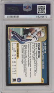 Tom Brady from the 2000 Bowman set graded by PSA and given an overall grade of 8.