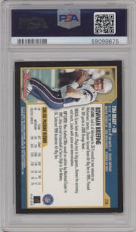 Tom Brady from the 2000 Bowman set graded by PSA and given an overall grade of 8.