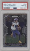 Justin Jefferson from the 2020 Panini Prizm set graded by PSA and given an overall grade of 10.