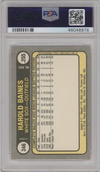 Harold Baines from the 1981 Fleer set graded by PSA and given an overall grade of 10.