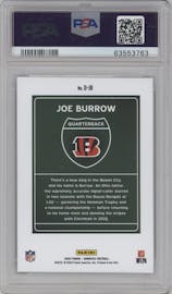 Joe Burrow from the 2020 Panini Donruss set graded by PSA and given an overall grade of 10.