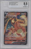 Charizard V  from the 2022 Pokemon SWSH set graded by Beckett and given an overall grade of 8.5.