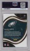 Jalen Hurts from the 2020 Panini Select set graded by PSA and given an overall grade of 10.