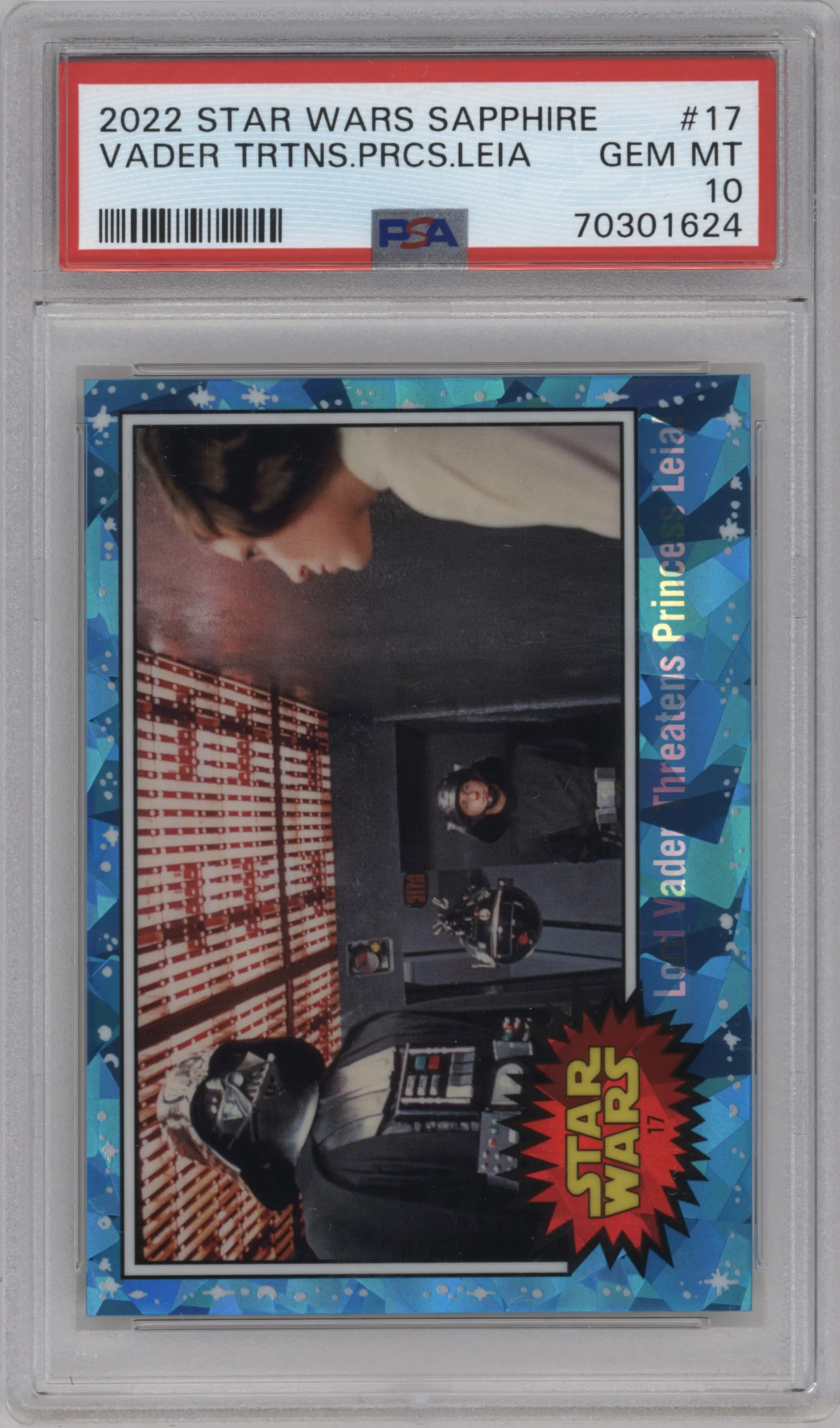 2022 Topps Chrome Star Wars Sapphire Lord Vader Threatens Princess Leia! PSA 10