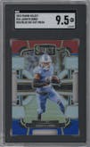 Jahmyr Gibbs from the 2023 Panini Select set featuring a Die-Cut Red/Blue parallel graded by SGC and given an overall grade of 9.5.