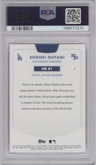 Shohei Ohtani from the 2024 Topps 50/50 set graded by PSA and given an overall grade of 10.
