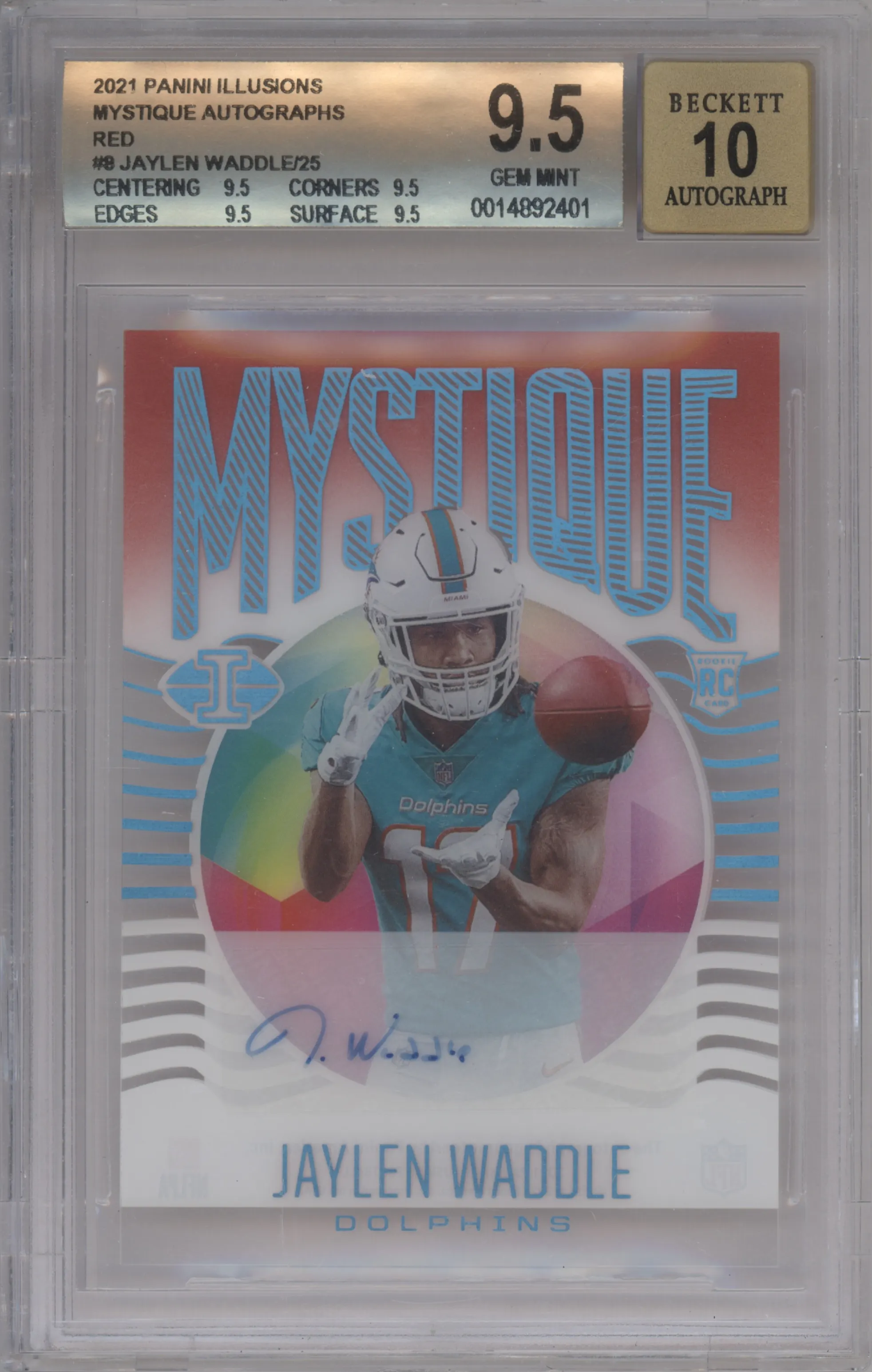 2021 Panini Illusions Mystique Auto Jaylen Waddle Red #MY-8 BGS 9.5