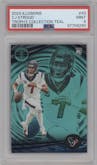 C.J. Stroud from the 2023 Panini Illusions set featuring a Trophy Collection Teal parallel graded by PSA and given an overall grade of 9.