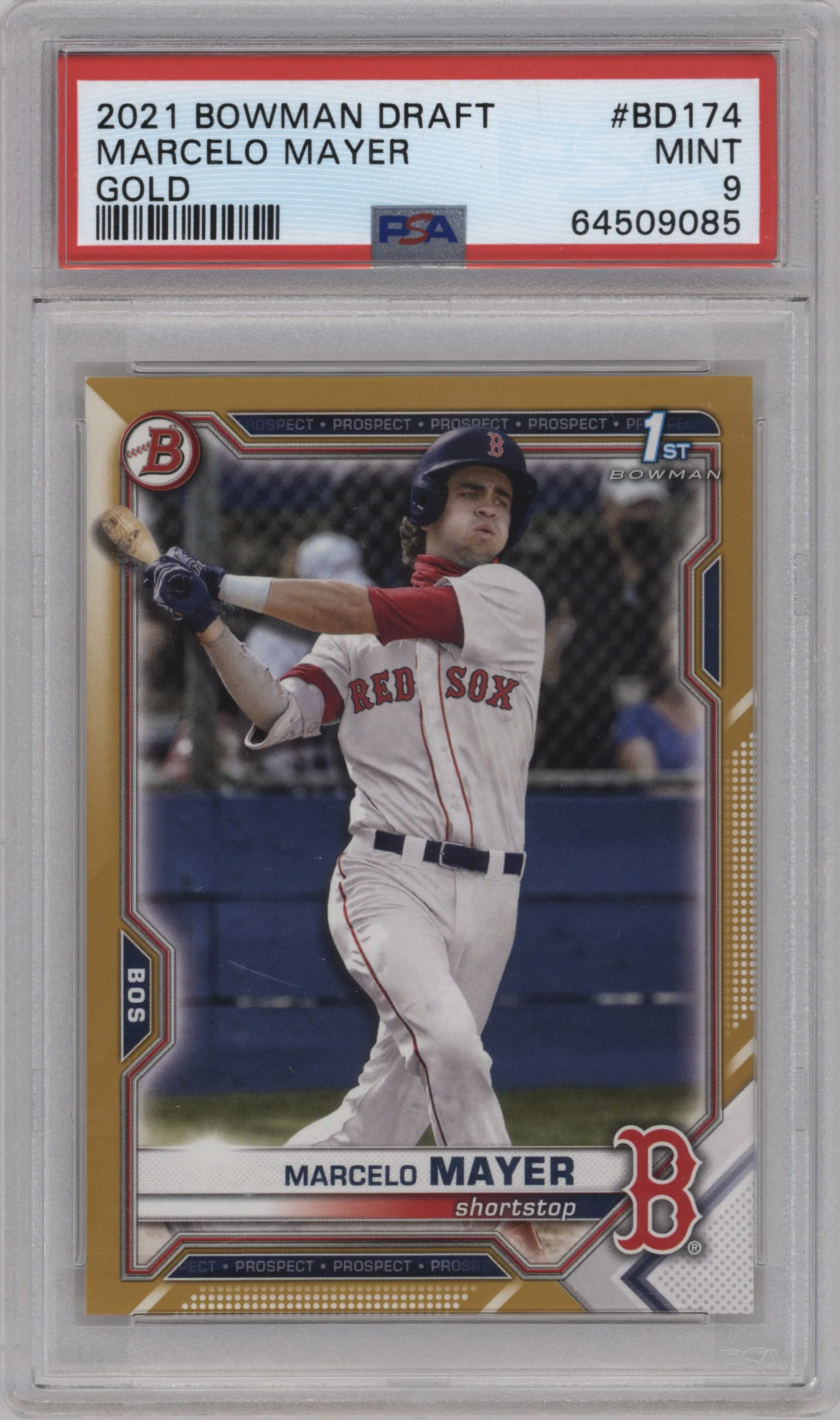 2021 Bowman Draft Prospect Marcelo Mayer Gold #BD-174 PSA 9