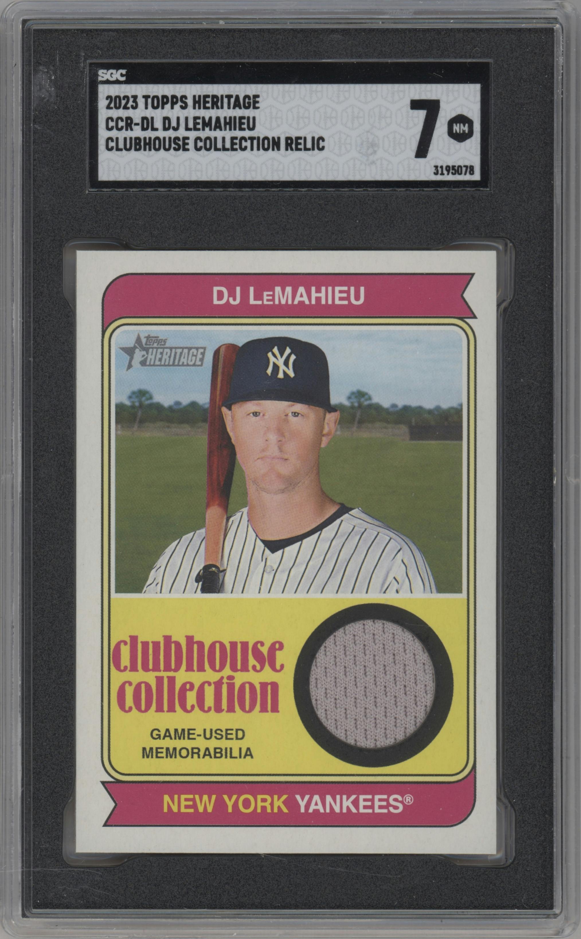 DJ LeMahieu from the 2023 Topps Heritage set graded by SGC and given an overall grade of 7.