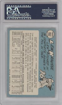 Lew Krausse from the 1965 Topps set graded by PSA and given an overall grade of 8.