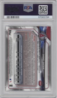 Shohei Ohtani from the 2018 Bowman Chrome set graded by PSA and given an overall grade of 9.