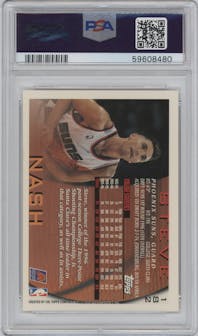 Steve Nash from the 1996-97 Topps set graded by PSA and given an overall grade of 8.