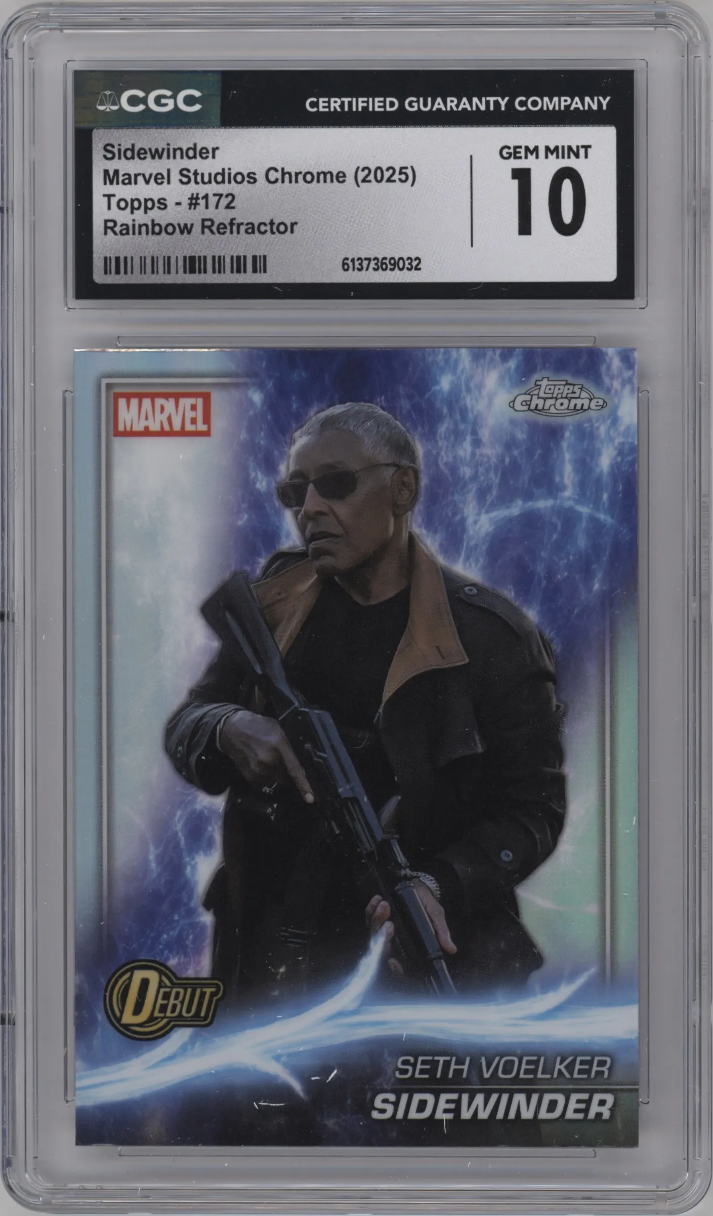 2025 Topps Chrome Marvel Studios Sidewinder Rainbow Refractor #172 CGC 10